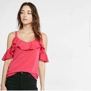 Express Hot Pink Cold Shoulder Top